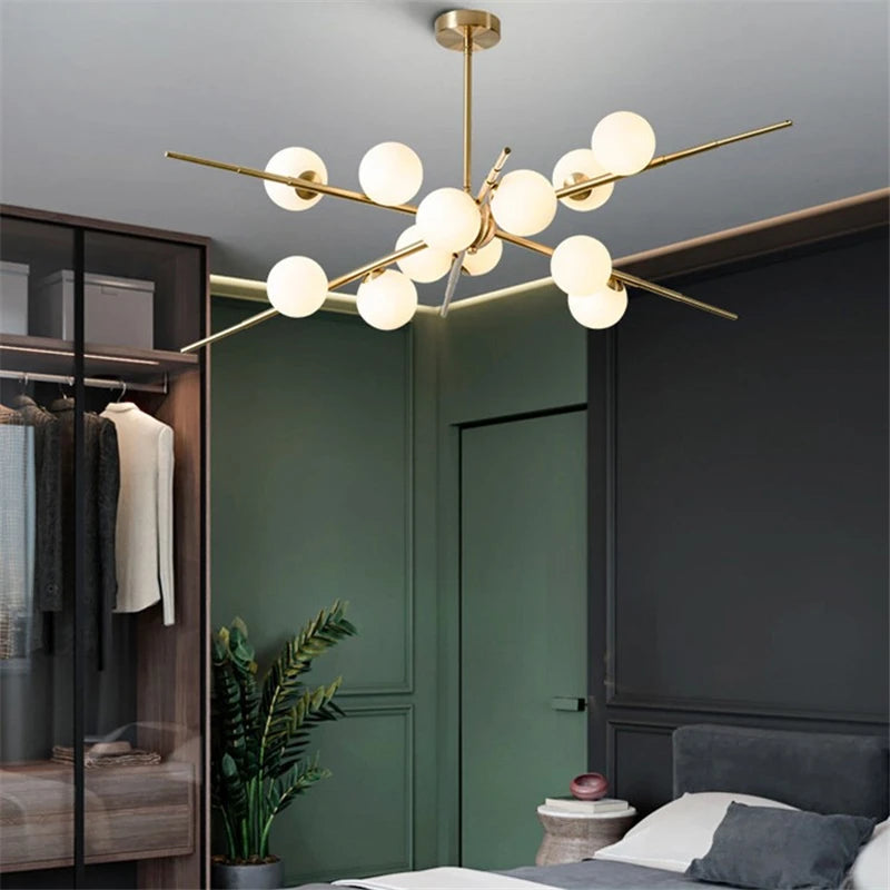 lustre led moderne en verre boule nordique pour bar café - vue 3 sur 10