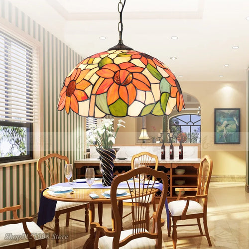 Barocke Pendelleuchte aus gefärbtem Glas für ein elegantes Interieur - vue 5 sur 15