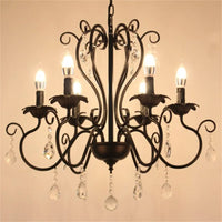 lustre industriel rétro en fer forgé avec cristaux pour décoration intérieure
