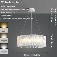 lustre nordique acrylique rond en acier inoxydable moderne