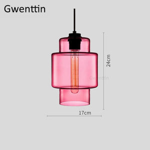 Moderne Pendelleuchte aus gefärbtem Glas für die Innendekoration