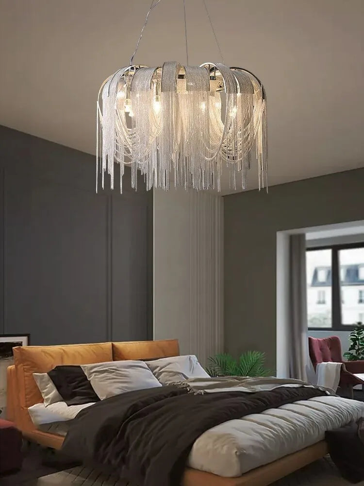 lustre postmodern luxe créatif gland aluminium pour hôtel - vue 3 sur 8