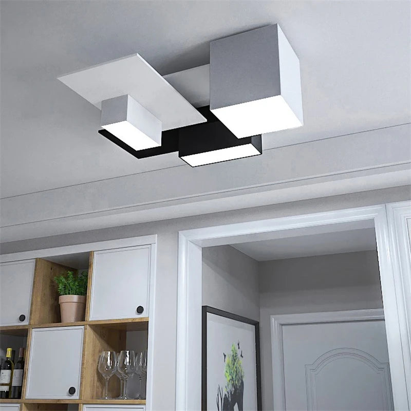 plafonnier nordique moderne simple boîte créative combinaison géométrique - vue 5 sur 11