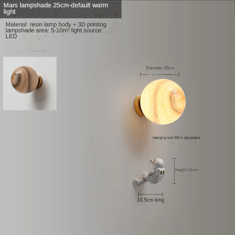 Astronauten-Wandleuchte Kinder 3D Mond Dekorativ Nachttisch - vue 12 sur 18