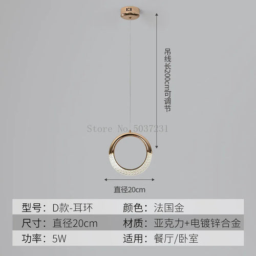 LED-Pendelleuchte aus goldenem Kristall im modernen nordischen Design - vue 12 sur 21