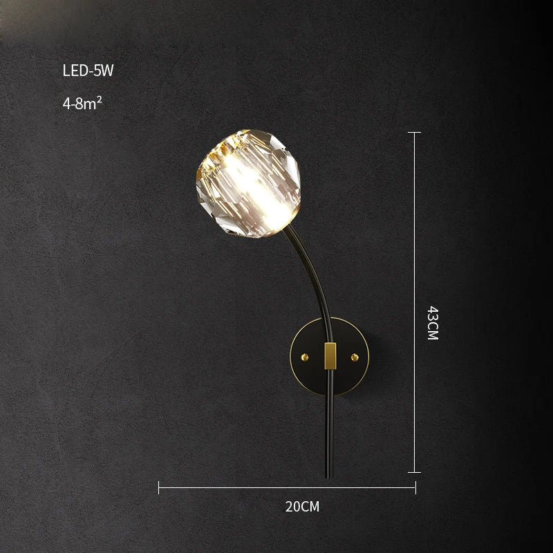 Postmoderne LED-Wandleuchte aus Messing und Kristall - vue 21 sur 22