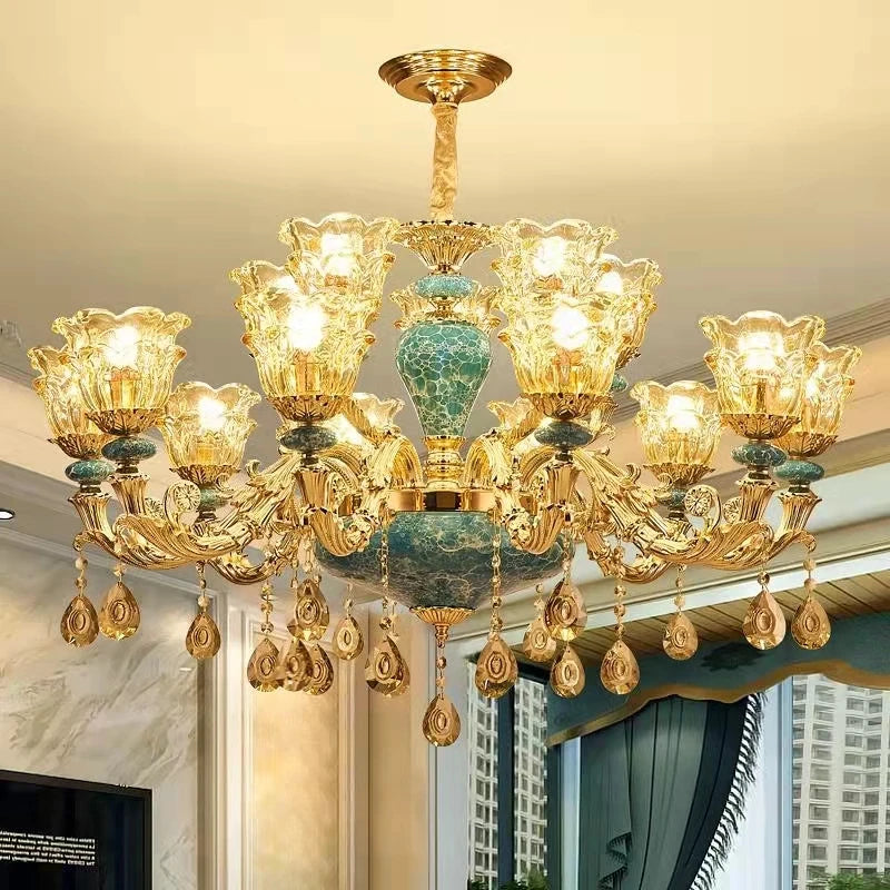 lustre de luxe en cristal et céramique pour un éclairage élégant - vue 3 sur 16