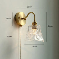 Moderne LED-Wandleuchte Glas Zugschalter Nordisch Messing