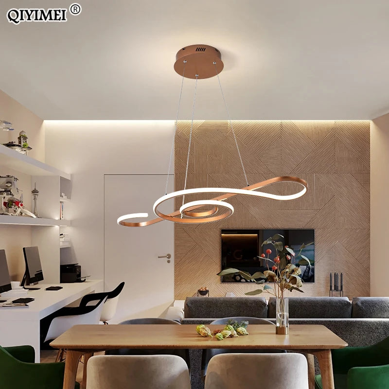 lampe suspendue led moderne avec télécommande luminaria avize - vue 5 sur 8