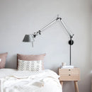 Moderne LED-Wandleuchte mit langem, klappbarem und verstellbarem Arm für Lesezimmer