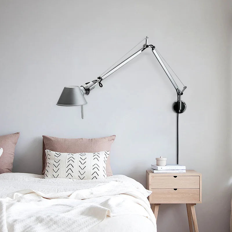 Moderne LED-Wandleuchte mit langem, klappbarem und verstellbarem Arm für Lesezimmer - vue 10 sur 16