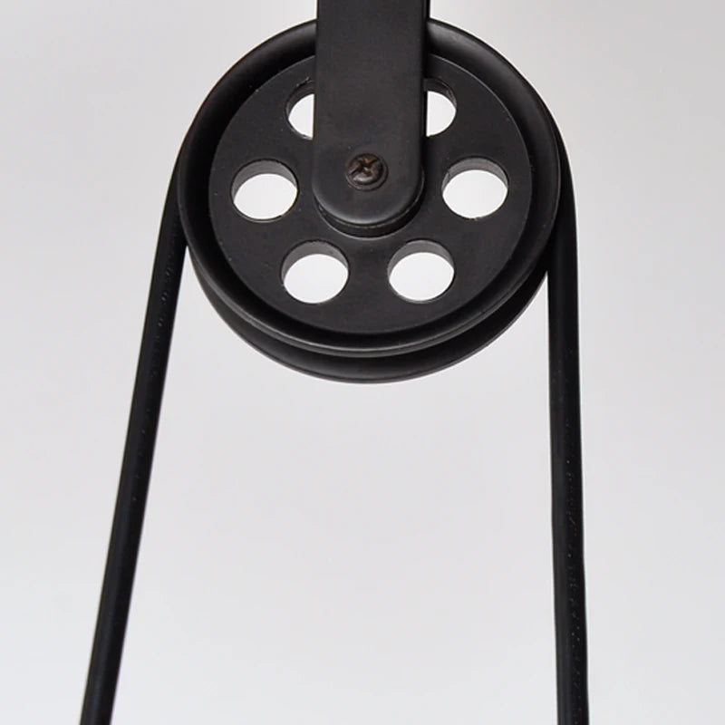 suspension industrielle vintage à 3 têtes avec poulie en fer - vue 6 sur 8