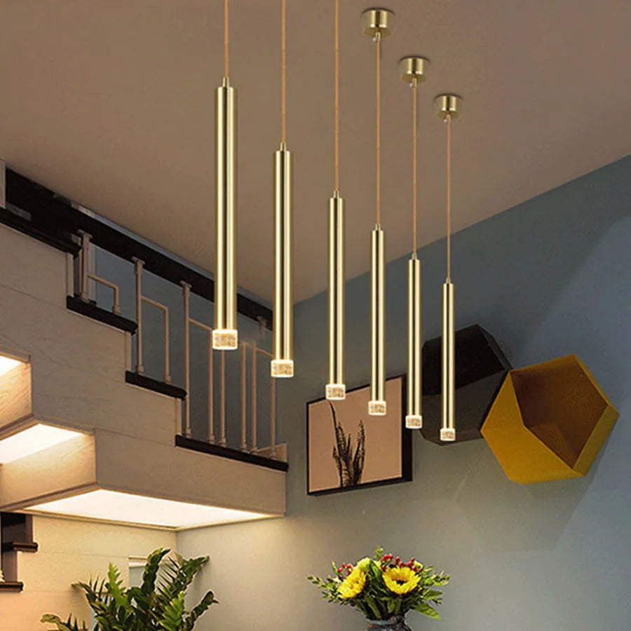 Cylindre Long Tube suspension LED lumières magasin Bar comptoir île suspension lampe fond salle à manger restaurant suspension lumière - vue 5 sur 12