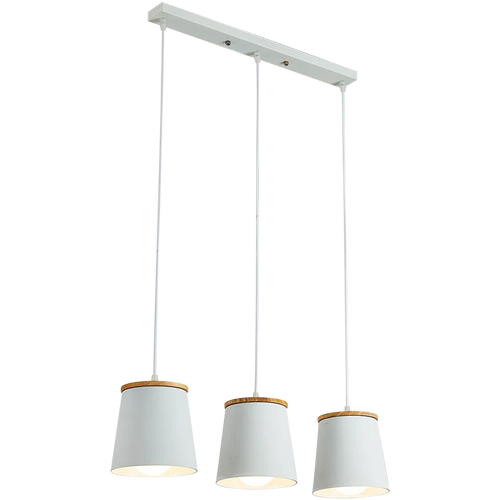 Creative Led moderne suspension blanc lampes suspendues barre en bois + suspension en métal Suspension pour lampe de salle à manger lumières de baisse