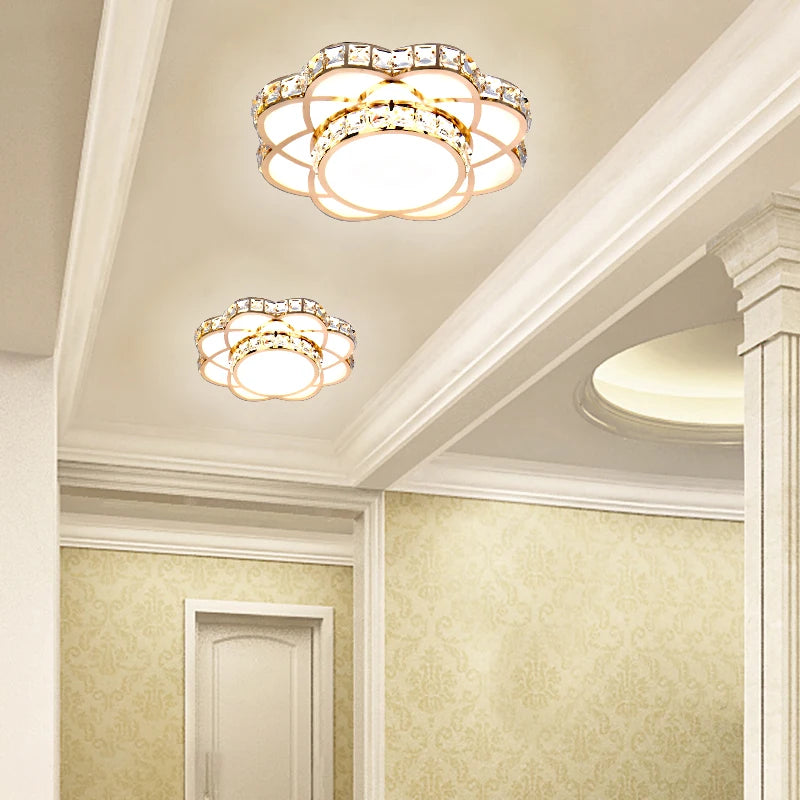 plafonnier led intelligent avec motif de fleur en cristal moderne
