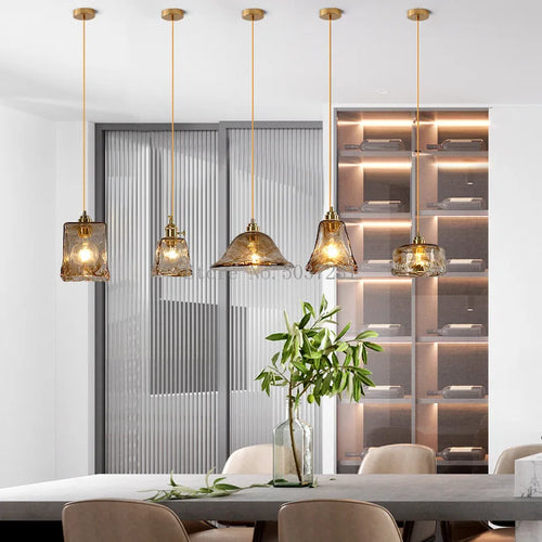 lampe suspendue en laiton verre led style nordique japonais