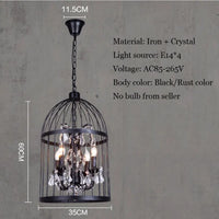 lustre cage oiseau en cristal vintage pour bar restaurant