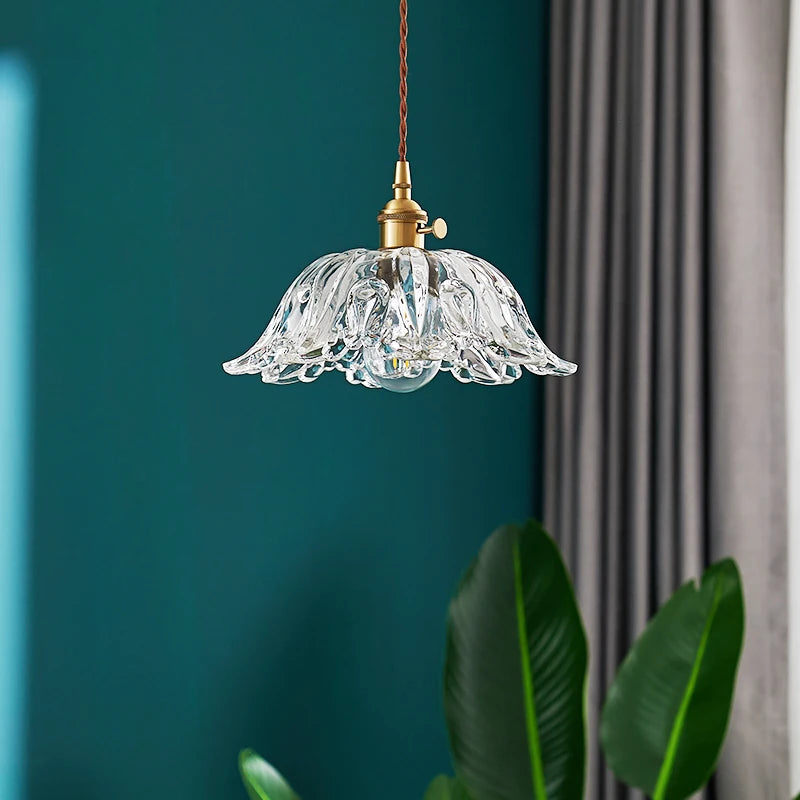 Lustre japonais en verre de laiton - vue 5 sur 23