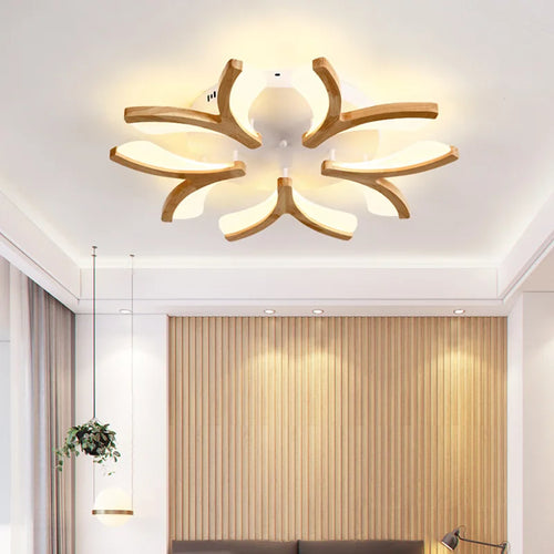 LED-Deckenleuchte nordisch aus Massivholz einfach modern - vue 3 sur 10
