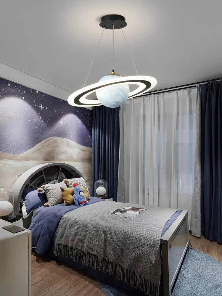 lustre nordique enfant led créatif dessin animé espace planète - vue 6 sur 10