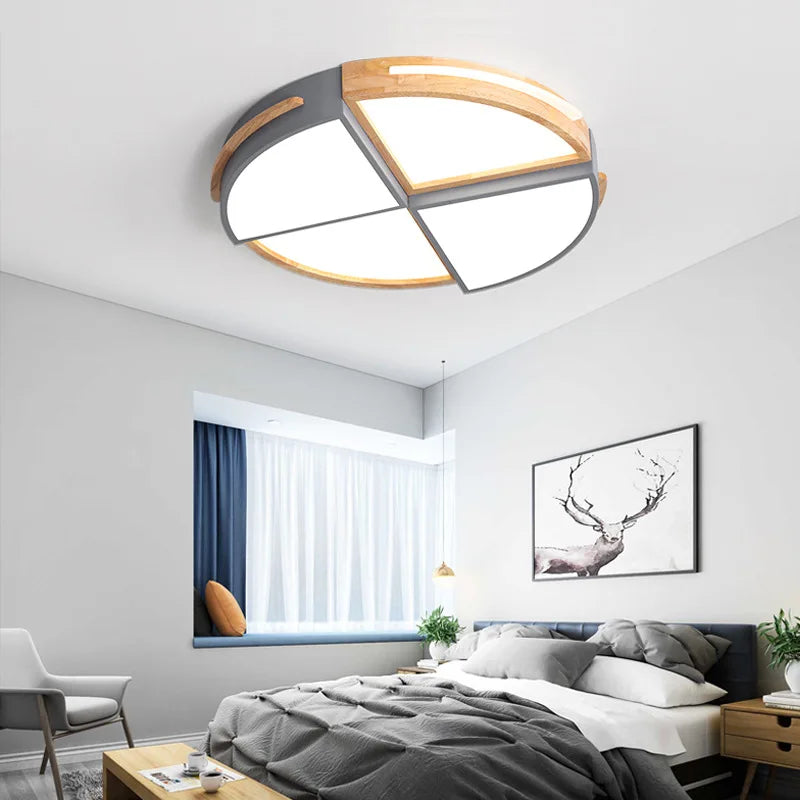 Elegante LED-Deckenleuchte Nordic aus Holz, Aufputzmontage - vue 5 sur 10