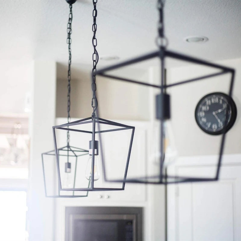 Suspension industrielles Vintage noires