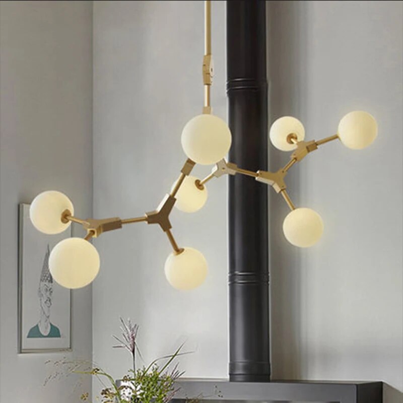 Suspension verre laiteux nordique postmoderne