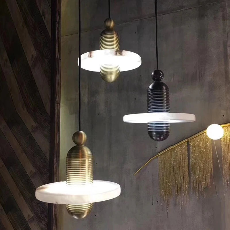 lampes suspendues led nordiques en marbre de luxe - vue 3 sur 10