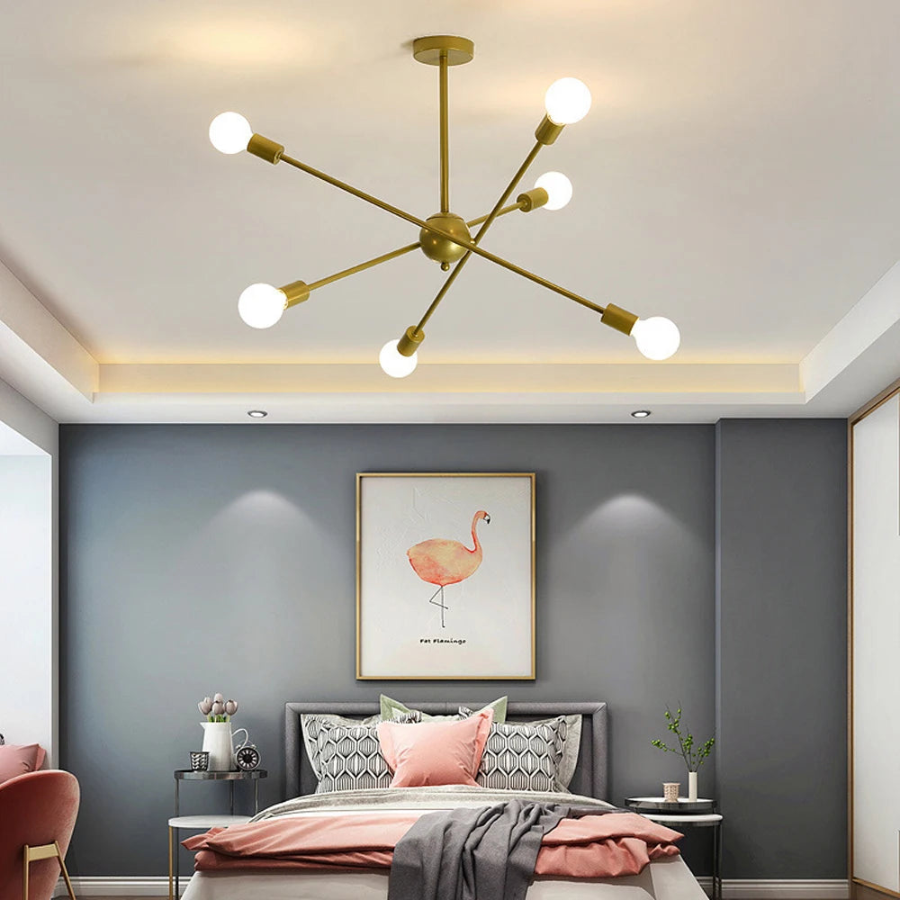 Moderner LED-Kronleuchter im industriellen Sputnik-Design für kreatives Wohnambiente - vue 6 sur 16