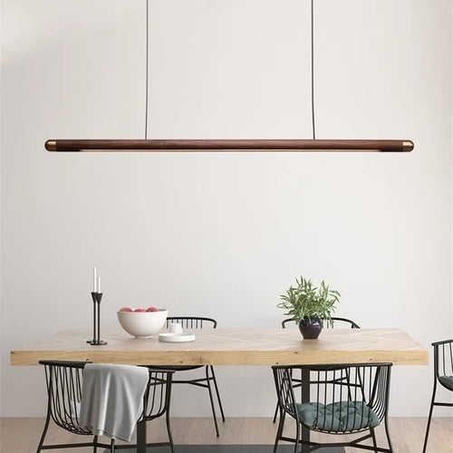Minimalistische Pendelleuchte aus Holz mit LED-Band - vue 2 sur 9