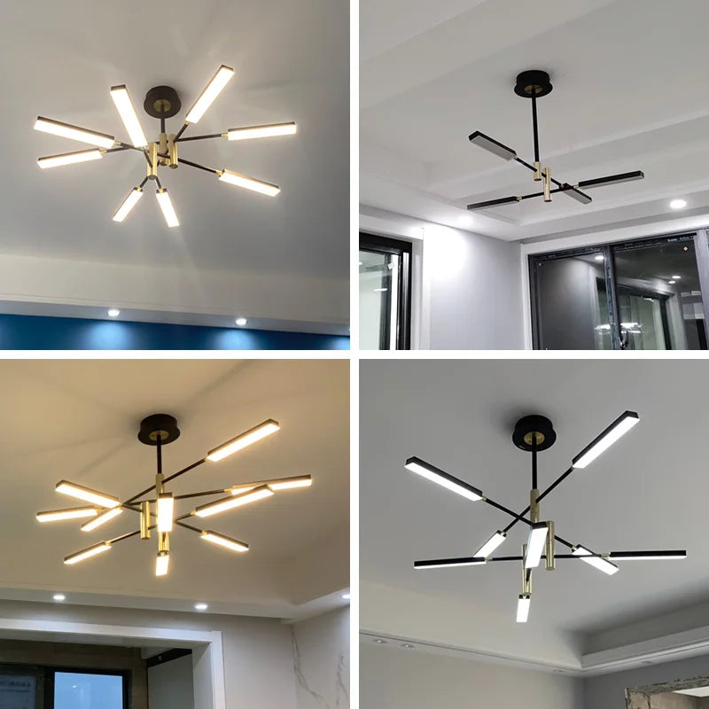 Moderner Kronleuchter mit minimalistischem nordischem Design und LED-Beleuchtung für den Innenbereich - vue 5 sur 10