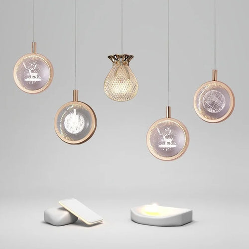 LED-Pendelleuchte aus goldenem Kristall im modernen nordischen Design - vue 2 sur 21
