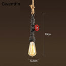 Vintage Pendelleuchte im Steampunk-Stil aus Industrierohren und Hanfseil