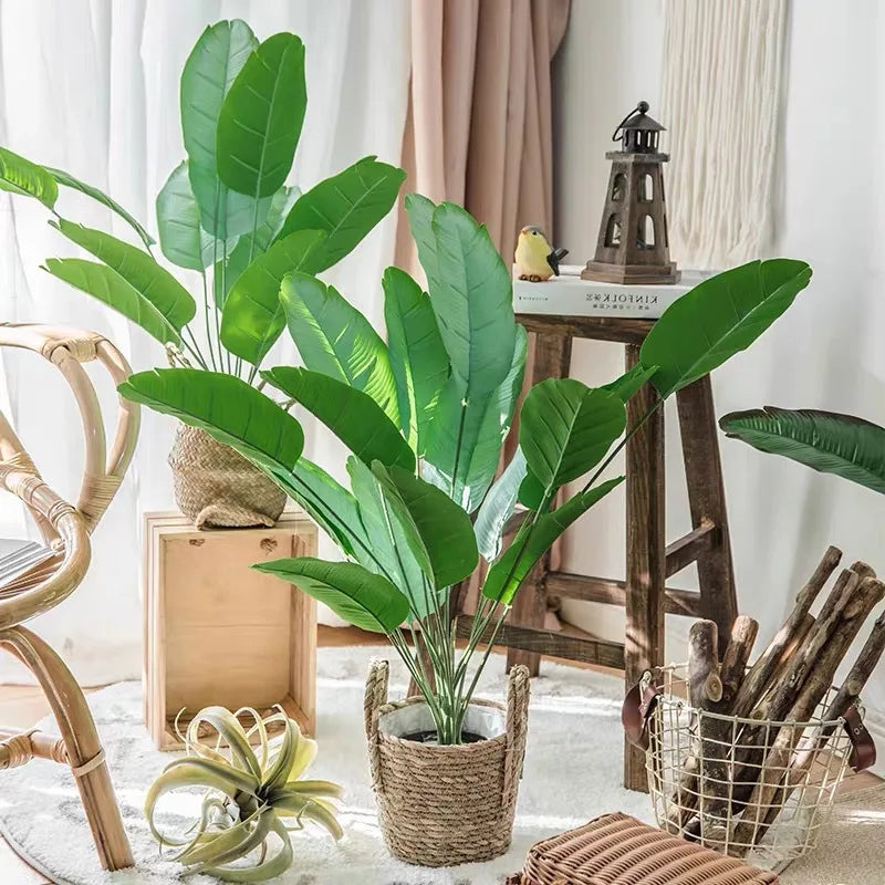 Plantes tropicales bananier artificiel avec feuilles de palmier décoratives
