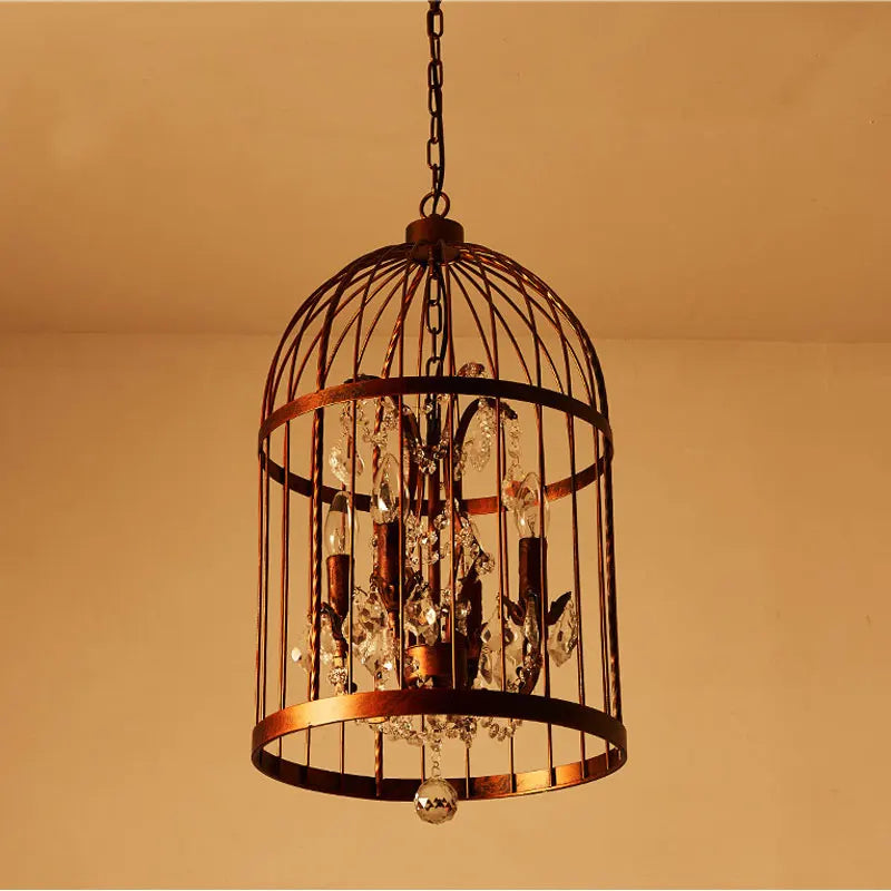 lustre cage oiseau en cristal vintage pour bar restaurant - vue 6 sur 7