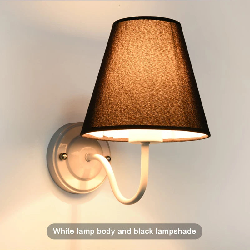 Amerikanische Retro-Wandleuchte aus Stoff mit europäischem LED-Lampenschirm - vue 12 sur 14