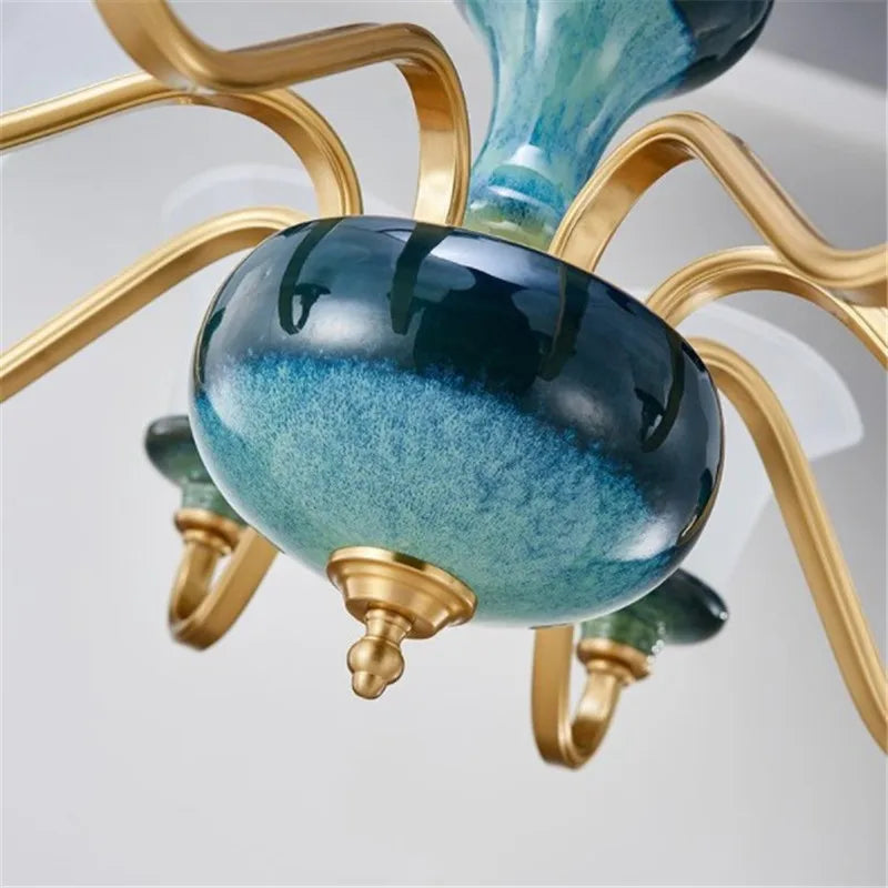 lustre en céramique et cuivre pour une ambiance moderne et simple - vue 5 sur 15