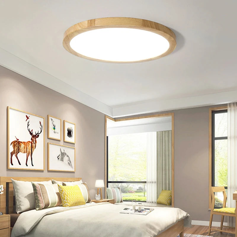 plafonnier led en bois véritable pour éclairage intérieur - vue 4 sur 14
