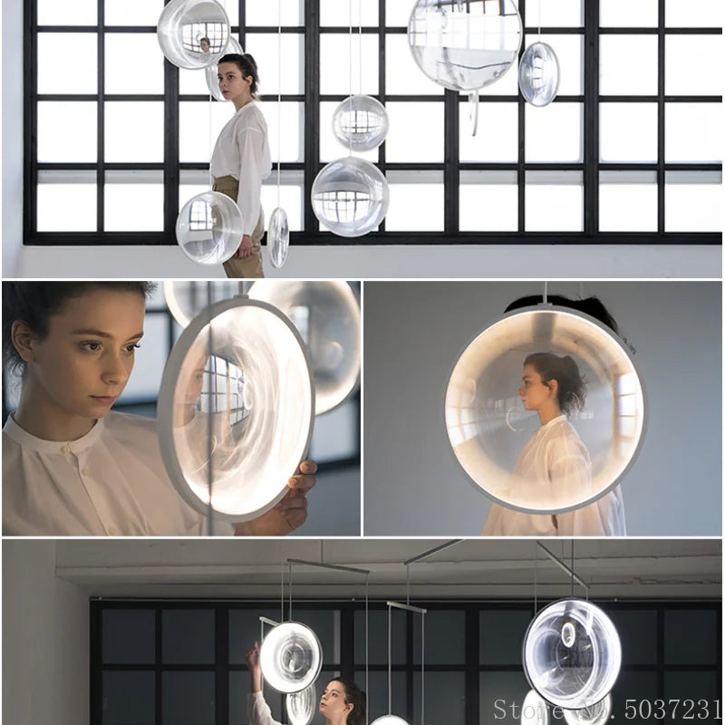 lampe suspendue design nordique moderne en verre circulaire décoratif - vue 4 sur 6