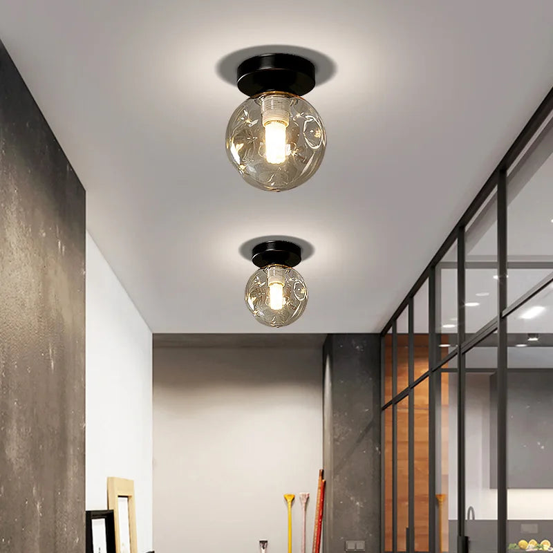 lampe de plafond nordique moderne boule de verre led - vue 4 sur 8