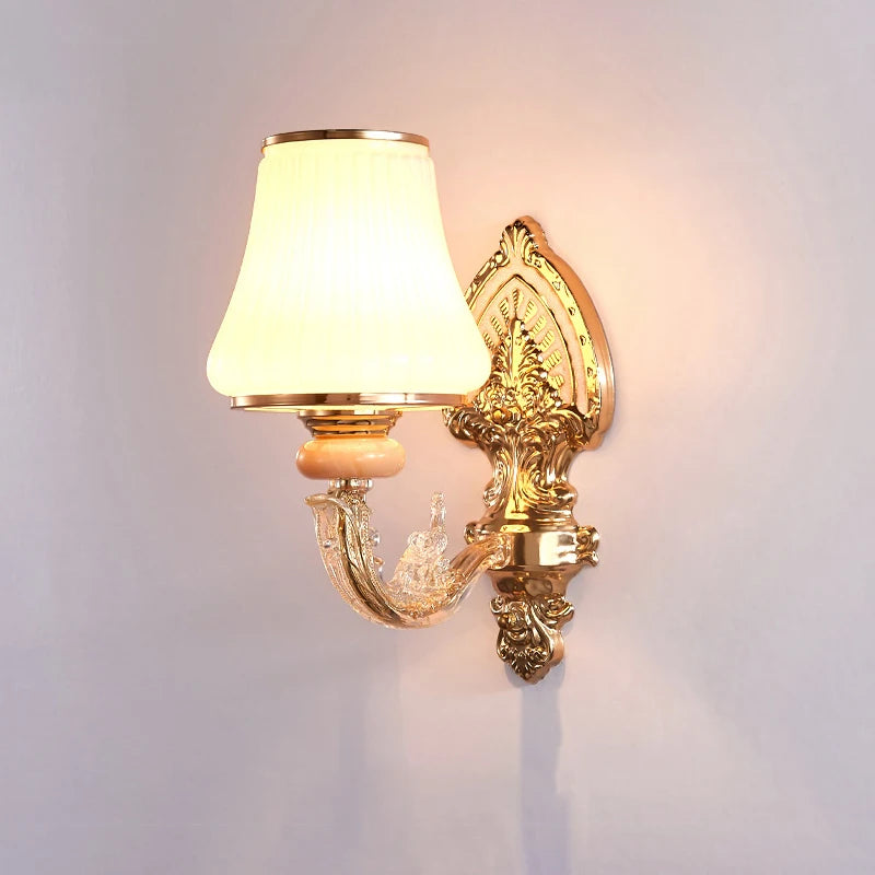 Applique murale led nordique européenne en verre doré pour décoration