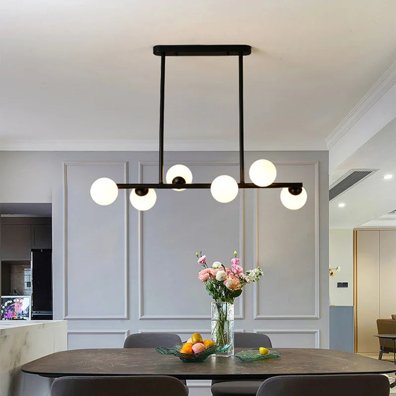 2024Modern LED Chandelier Black and Gold Long Glass Ball Chandeliers for Living Room Dinning Room Lustre,Samsarah Lighting - vue 4 sur 18