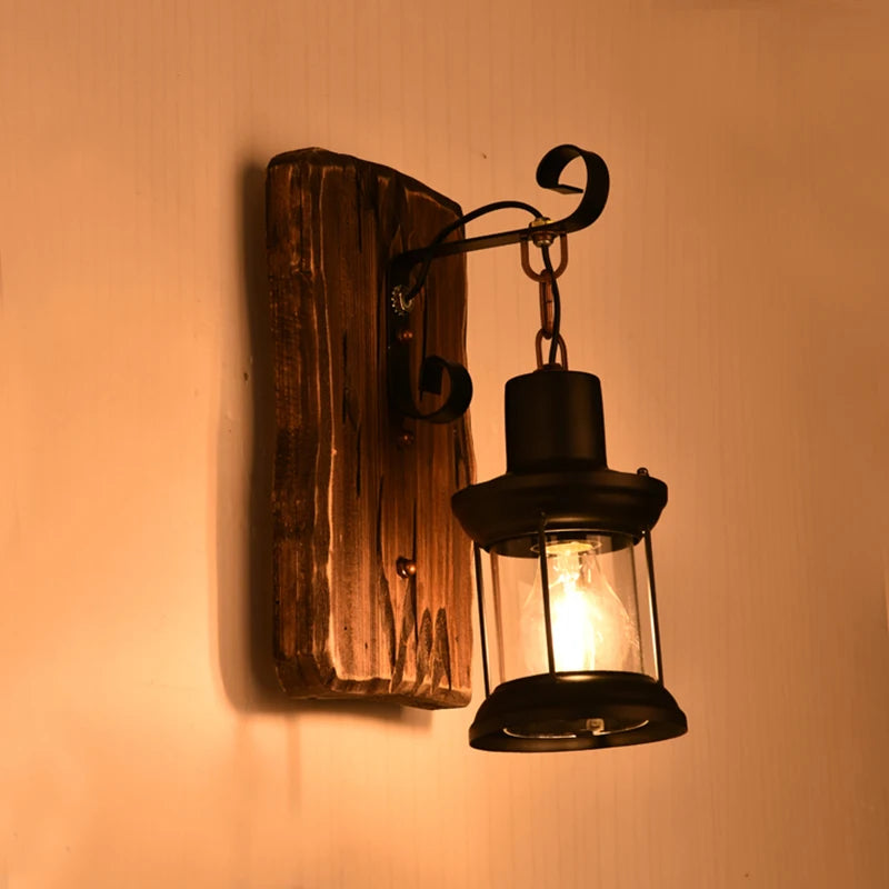 applique murale industrielle nostalgique en bois pour bar café