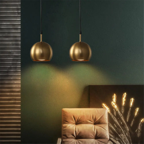 Pendelleuchte mit messingfarbenem Lampenschirm im amerikanischen Stil LED für Innenbeleuchtung Loft - vue 6 sur 7