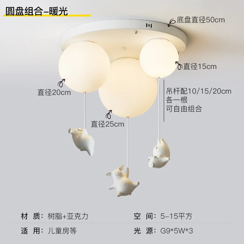 plafonnier led cochon volant pour décoration enfants - vue 12 sur 16