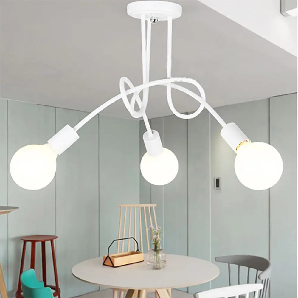 lustre vintage en fer avec 3/5 prises éclairage nordique moderne - vue 5 sur 16