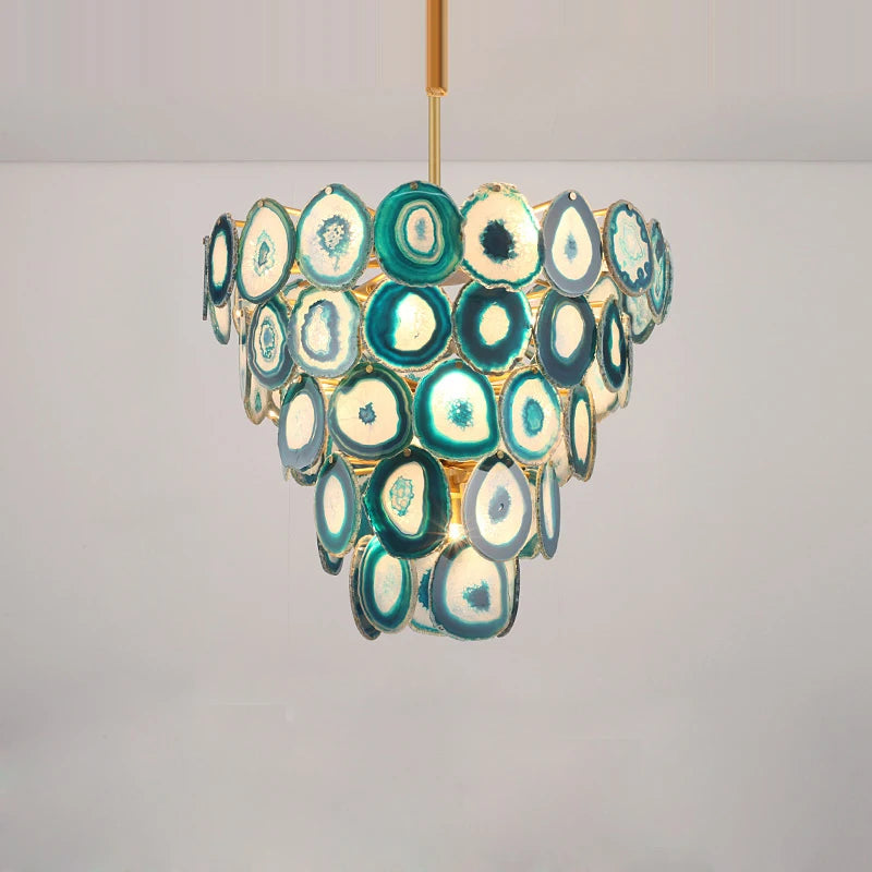 lustre design moderne en agate colorée pour intérieur - vue 6 sur 15