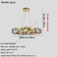 lustre nordique en verre led luxe moderne rond