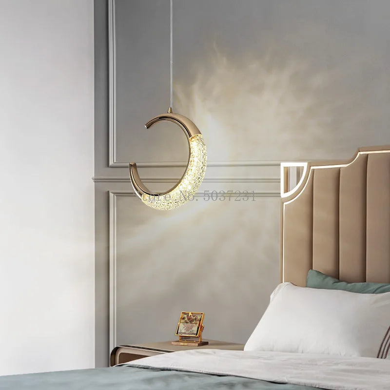 LED-Pendelleuchte aus goldenem Kristall im modernen nordischen Design - vue 5 sur 21