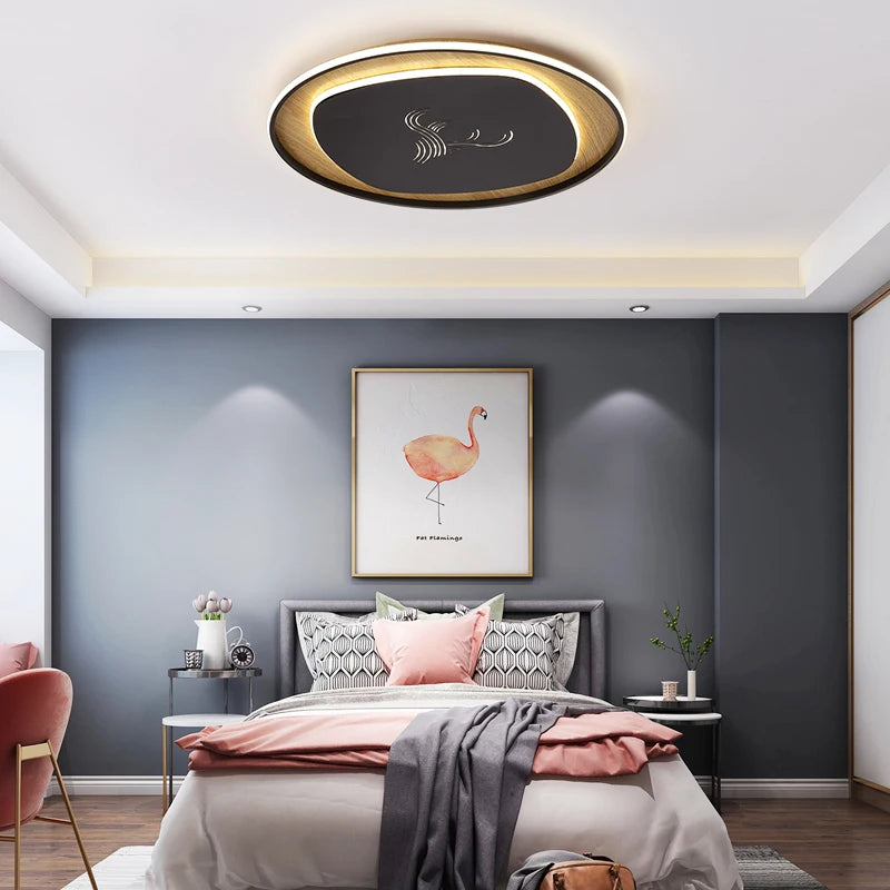 LED-Deckenleuchte chinesischer Stil rund Holz Schmiedeeisen - vue 3 sur 10